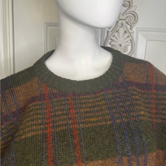 VINTAGE Christopher Hayes Sweater Mens Size M Green Red Plaid Shetland Wool. - Picture 5 of 11